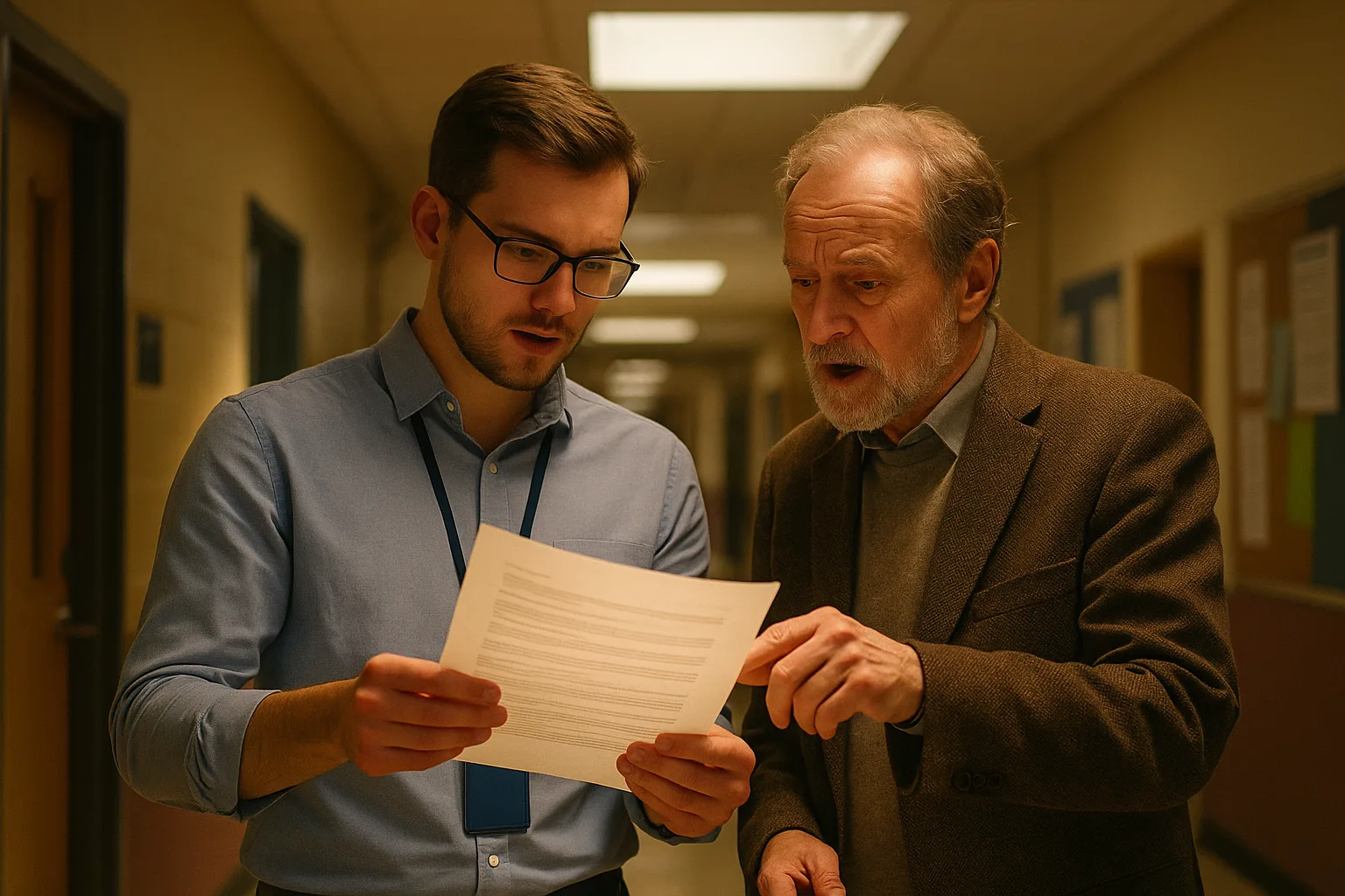 обсуждение документа в учебном коридоре